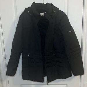 Calvin Klein Puffer Coat with hood, Women's, Black